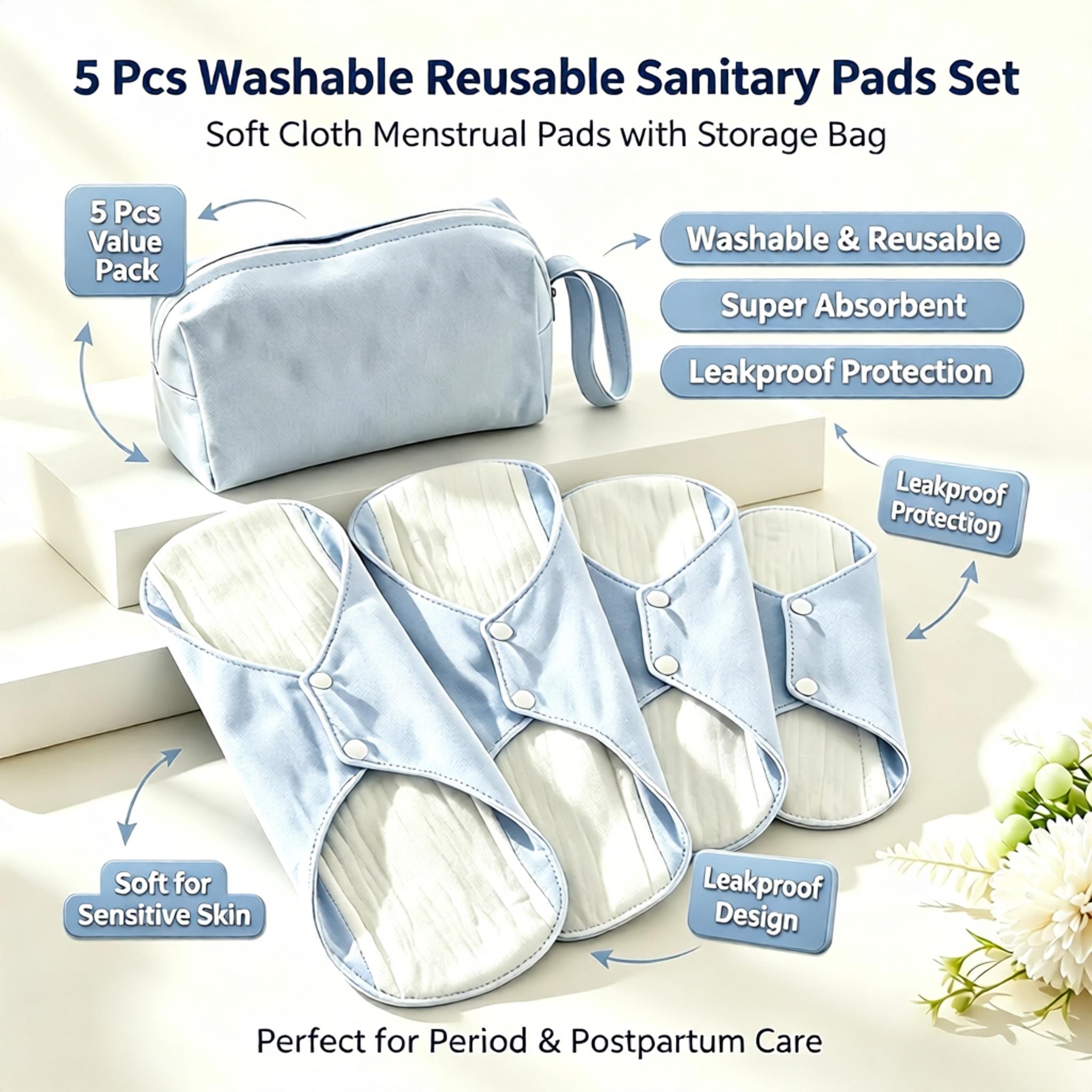 Cloth Pad Reusable - Set da 5 assorbenti igienici in